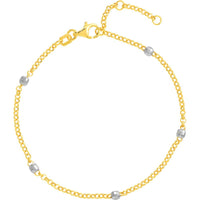 Olas d'Oro - 14K Yellow/White Gold Two-Tone Disco Bead Rolo Chain Bracelet with Diamond Cut Beads