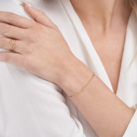 Olas d'Oro - 14K Yellow/White Gold Two-Tone Disco Bead Rolo Chain Bracelet with Diamond Cut Beads
