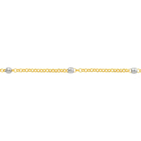 Olas d'Oro - 14K Yellow/White Gold Two-Tone Disco Bead Rolo Chain Bracelet with Diamond Cut Beads