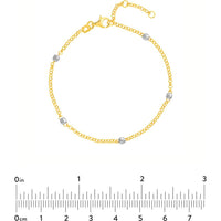 Olas d'Oro - 14K Yellow/White Gold Two-Tone Disco Bead Rolo Chain Bracelet with Diamond Cut Beads