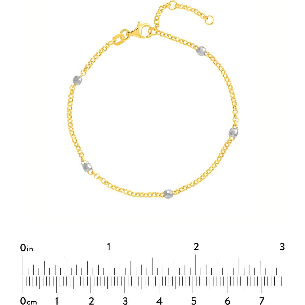 Olas d'Oro - 14K Yellow/White Gold Two-Tone Disco Bead Rolo Chain Bracelet with Diamond Cut Beads