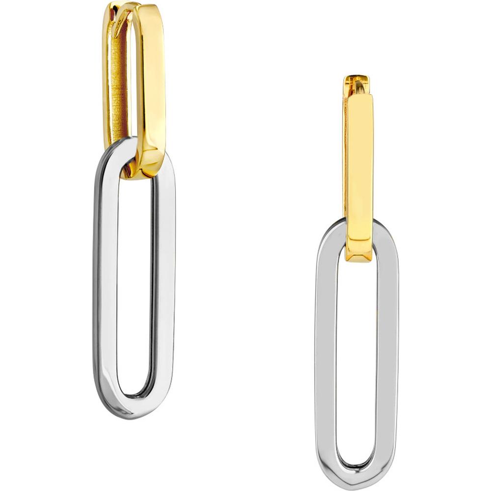 Olas d'Oro - 14K Yellow/White Gold Two-Tone Paper Clip Hoop Earrings