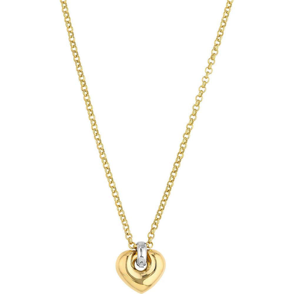 Olas d'Oro - 14K Yellow/White Gold Two Tone Puff Heart Pendant Necklace  4.74g