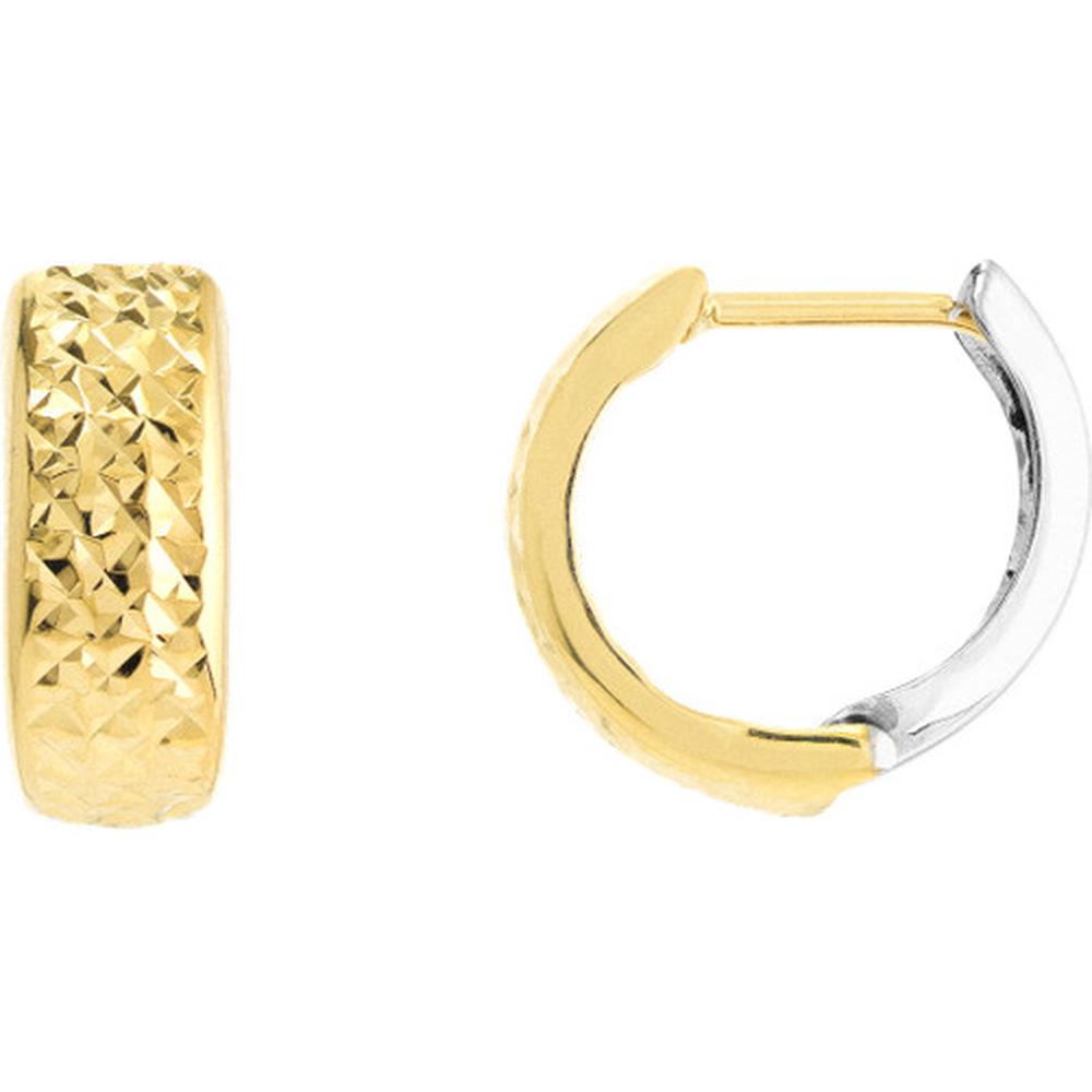 Olas d'Oro - 14K Yellow/White Gold Two-Tone Reversible Mini Huggie Hoop Earrings