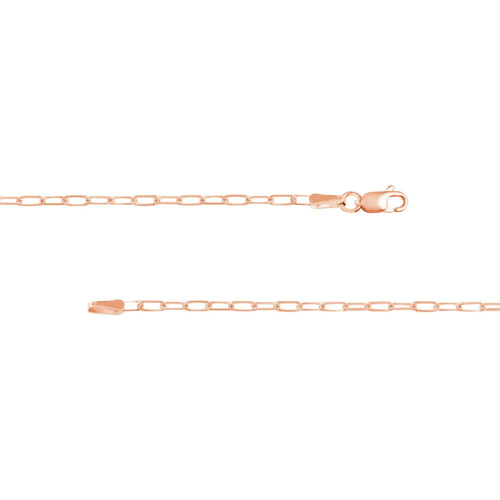 Olas d'Oro - 18K Rose Gold 24" Paper Clip Chain Necklace - Diamond-Cut Links - 4.76 Grams Weight