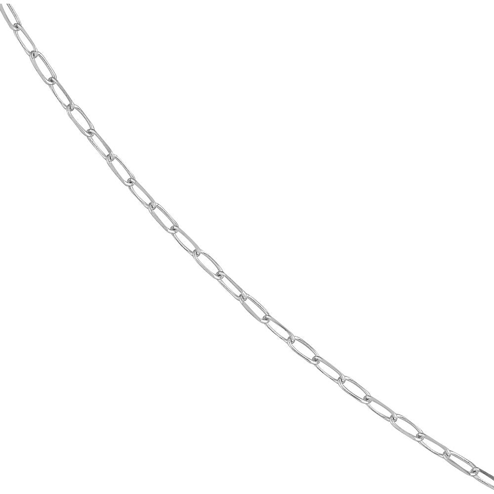 Olas d'Oro - 18K White Gold 16" Paper Clip Chain Necklace with Lobster Clasp - 1.81 Grams Average Weight