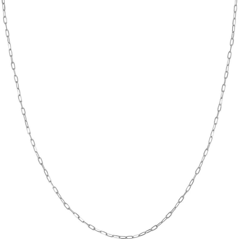 Olas d'Oro - 18K White Gold 18" Paper Clip Chain Necklace with Lobster Lock - 2.38 Grams Weight