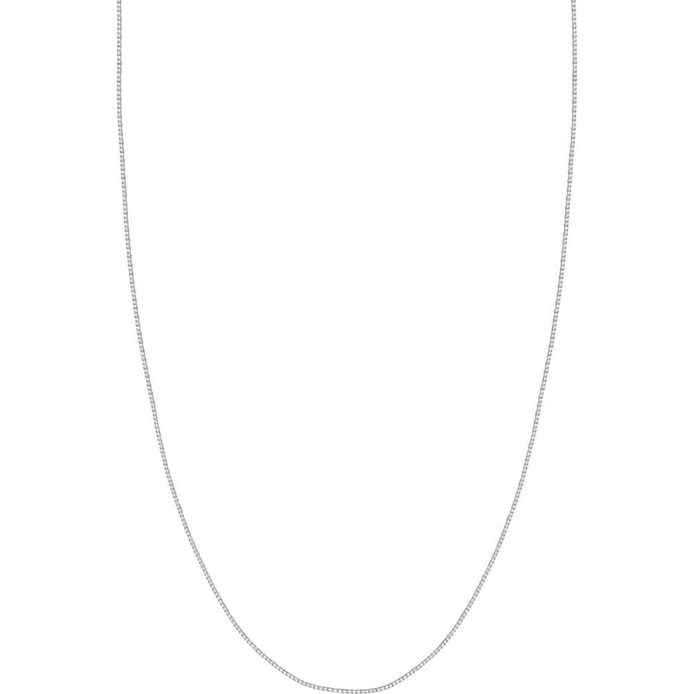 Olas d'Oro - 18K White Gold 22" Box Chain Necklace with Lobster Clasp - 0.96mm Width