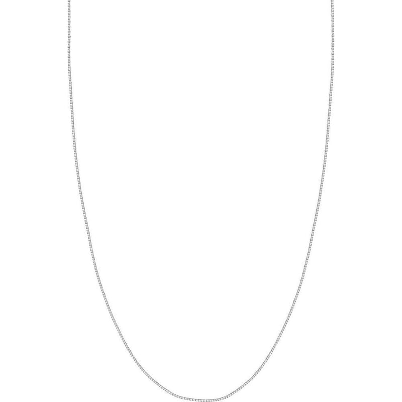 Olas d'Oro - 18K White Gold 22" Box Chain Necklace with Lobster Clasp - 0.96mm Width