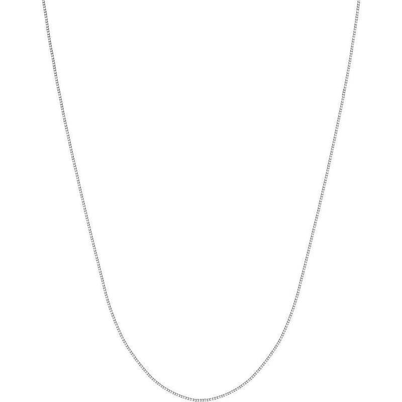 Olas d'Oro - 18K White Gold 24" Box Chain Necklace with Lobster Clasp 0.55mm Width