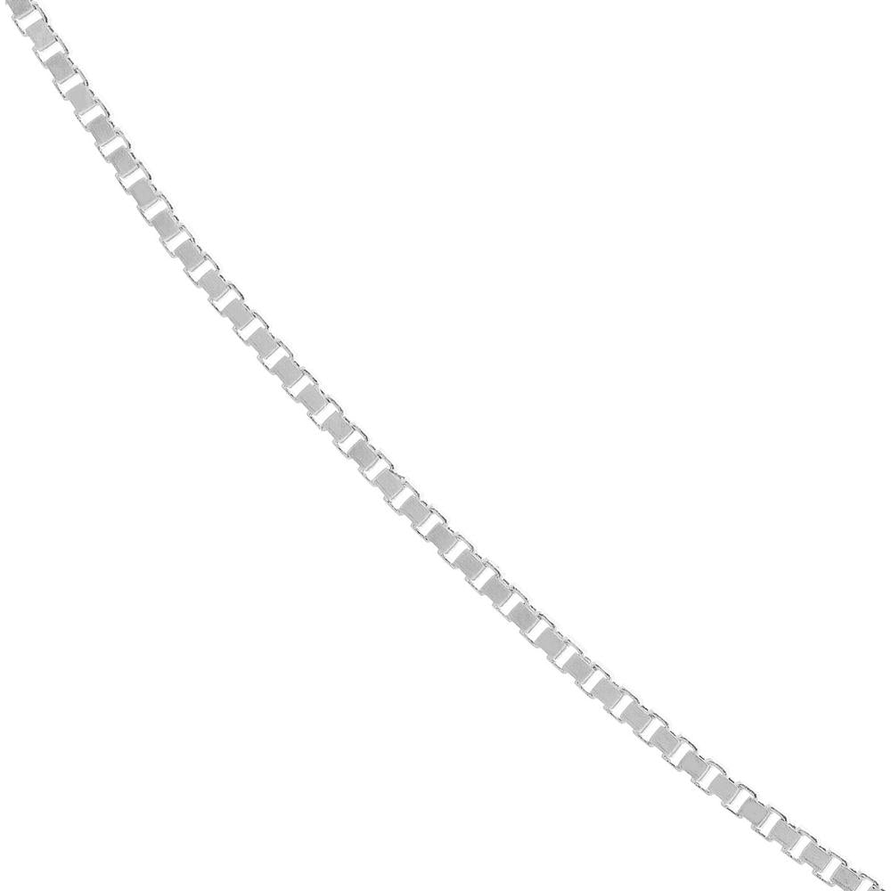 Olas d'Oro - 18K White Gold 24" Box Chain Necklace with Lobster Clasp 0.55mm Width