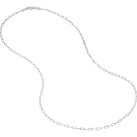 Olas d'Oro - 18K White Gold 24" Paper Clip Chain Necklace with Diamond-Cut Links - 4.76 Grams