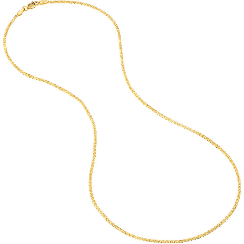 Olas d'Oro - 18K Yellow Gold 1.65mm Wheat Chain Necklace with Lobster Lock - 24" Length