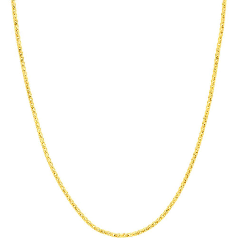 Olas d'Oro - 18K Yellow Gold 18" Solid Round Box Chain Necklace with Lobster Lock 16.56 Grams Total Weight