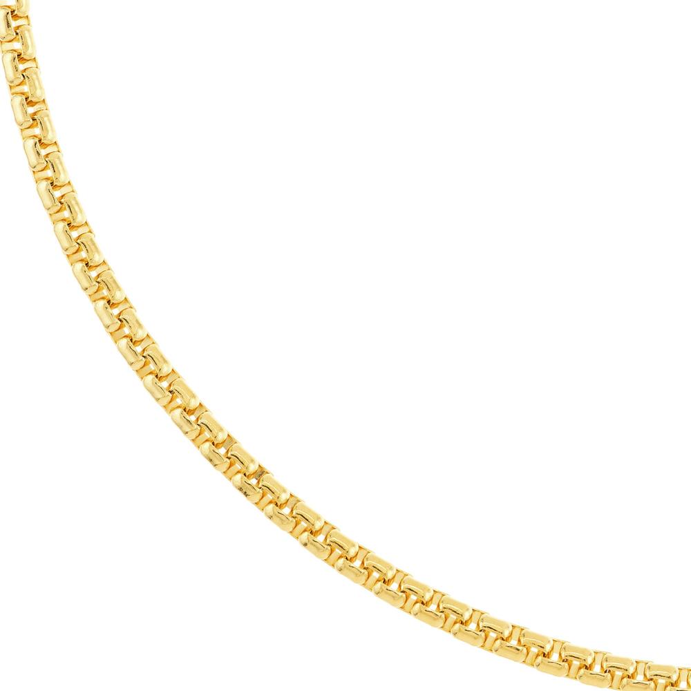 Olas d'Oro - 18K Yellow Gold 18" Solid Round Box Chain Necklace with Lobster Lock 16.56 Grams Total Weight