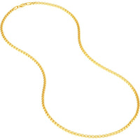 Olas d'Oro - 18K Yellow Gold 18" Solid Round Box Chain Necklace with Lobster Lock 16.56 Grams Total Weight