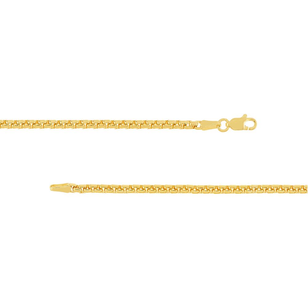 Olas d'Oro - 18K Yellow Gold 18" Solid Round Box Chain Necklace with Lobster Lock 16.56 Grams Total Weight