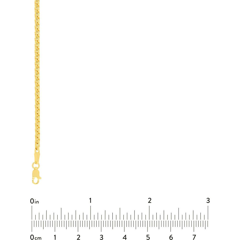 Olas d'Oro - 18K Yellow Gold 18" Solid Round Box Chain Necklace with Lobster Lock 16.56 Grams Total Weight