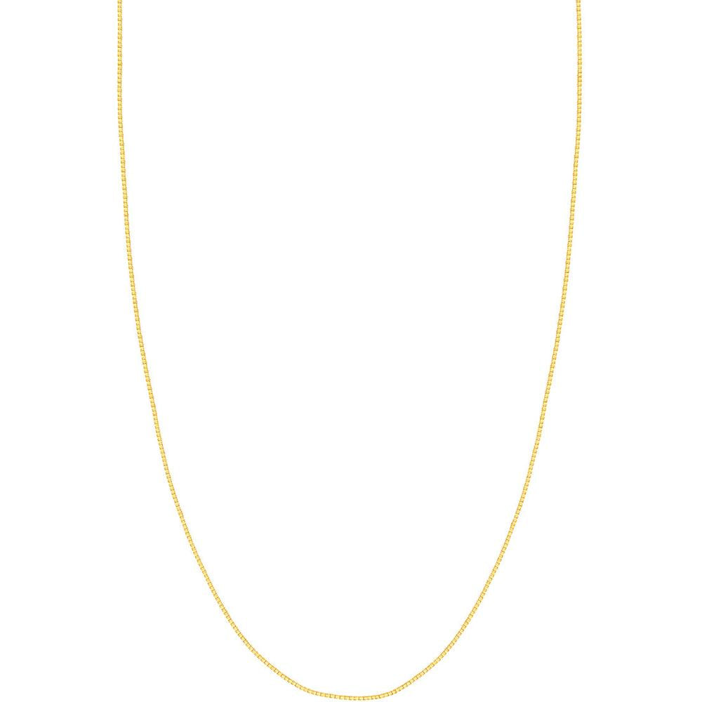 Olas d'Oro - 18K Yellow Gold 24" Box Chain Necklace with Lobster Clasp - 0.96mm Width