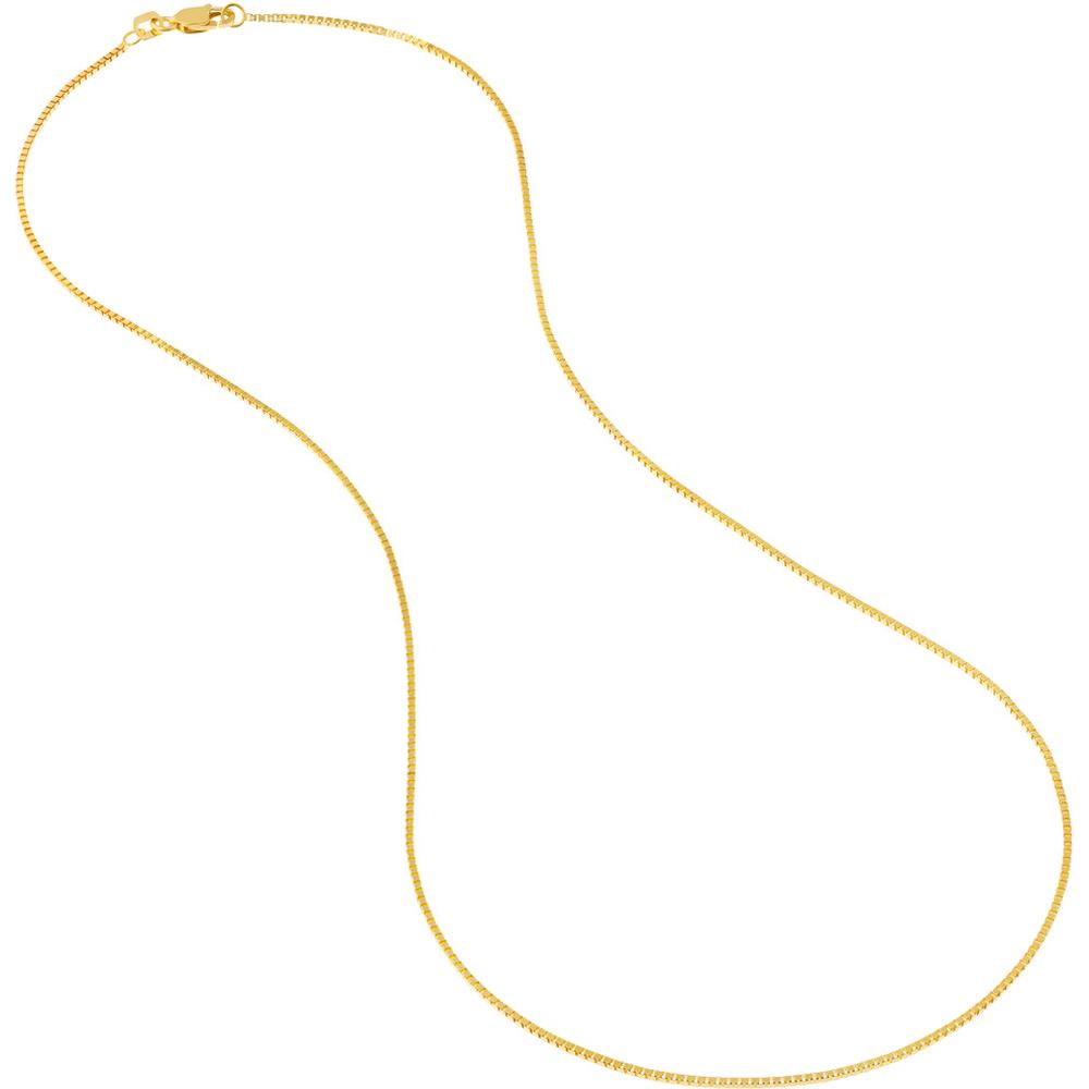 Olas d'Oro - 18K Yellow Gold 24" Box Chain Necklace with Lobster Clasp - 0.96mm Width