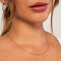 Olas d'Oro - 18K Yellow Gold 24" Paper Clip Chain Necklace with Diamond-Cut Links - 3.03 Grams Weight