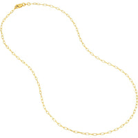 Olas d'Oro - 18K Yellow Gold 24" Paper Clip Chain Necklace with Diamond-Cut Links - 3.03 Grams Weight