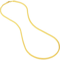 Olas d'Oro - 18K Yellow Gold 3mm Franco Chain Necklace with Pear Shaped Lobster Lock 26 Inches