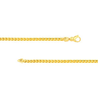 Olas d'Oro - 18K Yellow Gold 3mm Franco Chain Necklace with Pear Shaped Lobster Lock 26 Inches