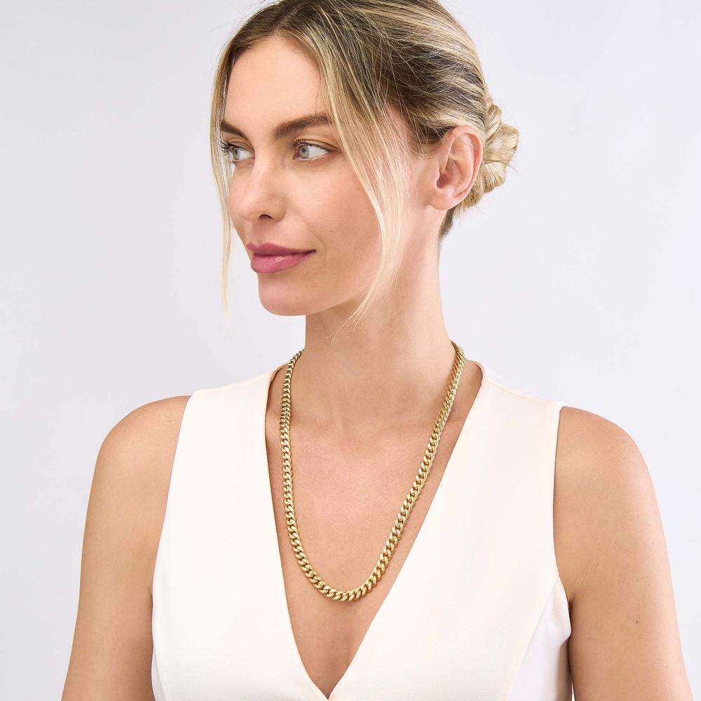 Olas d'Oro - 18K Yellow Gold 8.10mm T-Miami Cuban Chain Necklace with Lobster Lock - 24" - 107.59 Grams