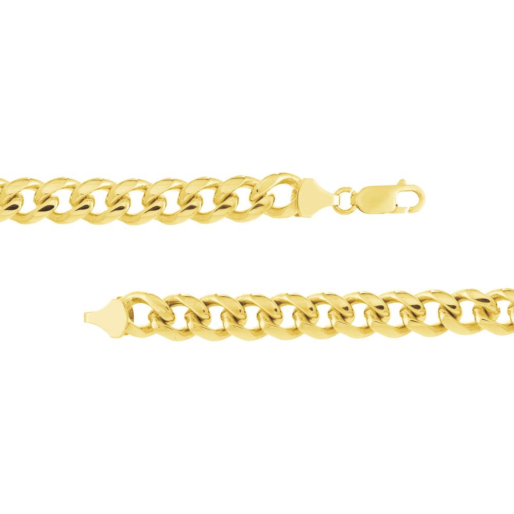 Olas d'Oro - 18K Yellow Gold 8.7mm Miami Cuban Link Chain Bracelet for Men 34.16 Grams Weight