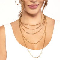 Olas d'Oro - 18K Yellow Gold Designer Long Link Chain Necklace - 30" Length, 3.80mm Wide, 19.41 Grams Total Weight