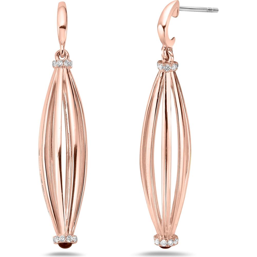 Onyx and Diamond Graduated Barrel Birdcage Earrings in 18K Rose Gold by Charles Krypell