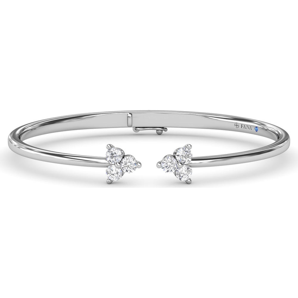 Open Bangle with Floral Clusters of Round Diamonds by Fana - 0.84 Carat Total Diamond Weight