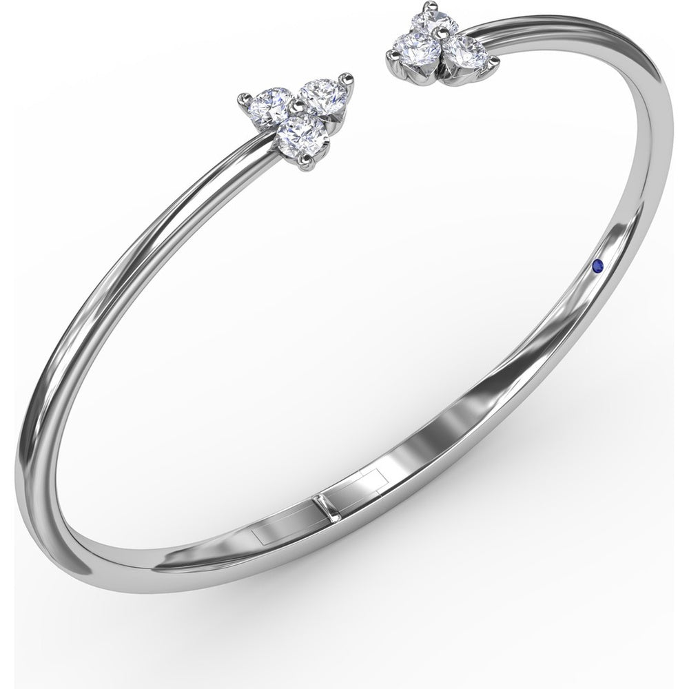 Open Bangle with Floral Clusters of Round Diamonds by Fana - 0.84 Carat Total Diamond Weight