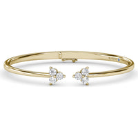 Open Bangle with Floral Clusters of Round Diamonds by Fana - 0.84 Carat Total Diamond Weight