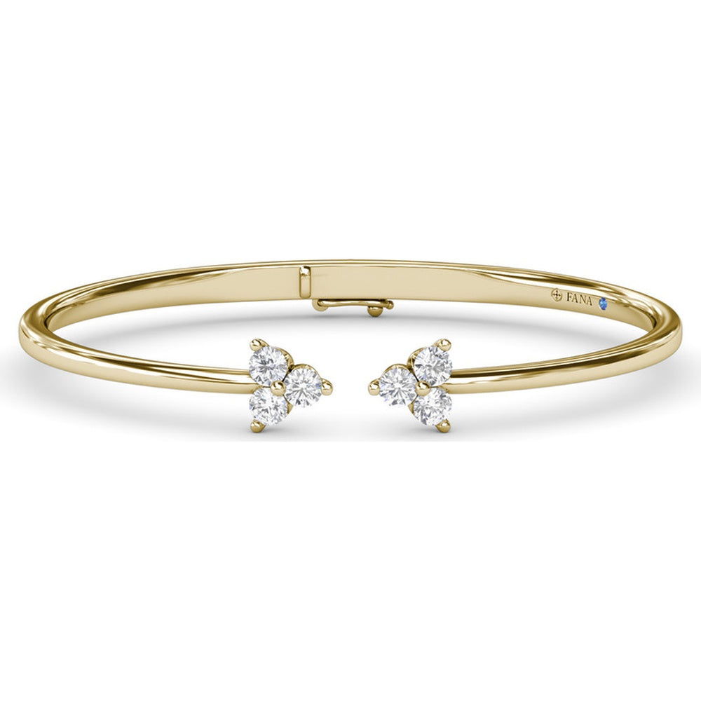 Open Bangle with Floral Clusters of Round Diamonds by Fana - 0.84 Carat Total Diamond Weight