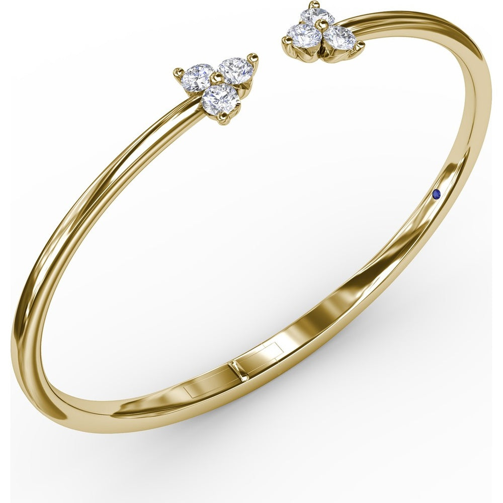 Open Bangle with Floral Clusters of Round Diamonds by Fana - 0.84 Carat Total Diamond Weight