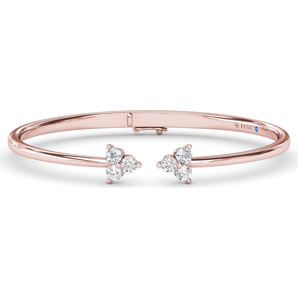 Open Bangle with Floral Clusters of Round Diamonds by Fana - 0.84 Carat Total Diamond Weight
