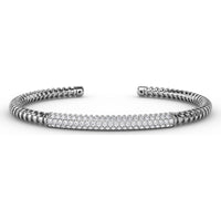 Open Cuff Bangle with Pavé Set Round Diamonds by Fana - 1.49 Carat Total Diamond Weight