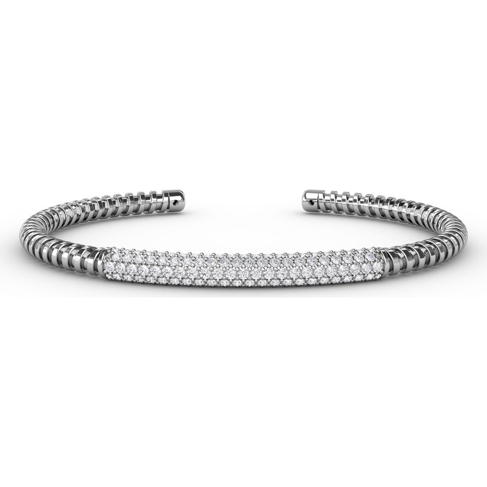 Open Cuff Bangle with Pavé Set Round Diamonds by Fana - 1.49 Carat Total Diamond Weight