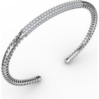 Open Cuff Bangle with Pavé Set Round Diamonds by Fana - 1.49 Carat Total Diamond Weight
