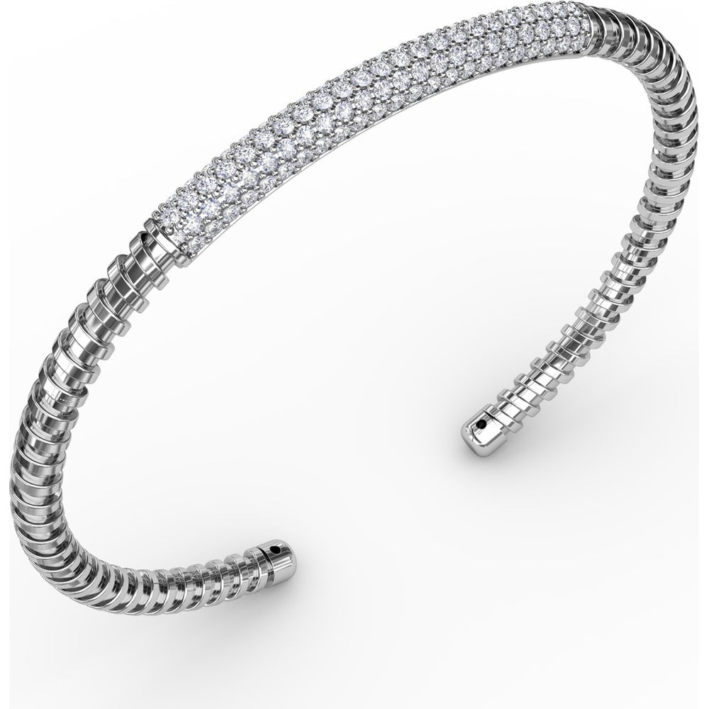 Open Cuff Bangle with Pavé Set Round Diamonds by Fana - 1.49 Carat Total Diamond Weight