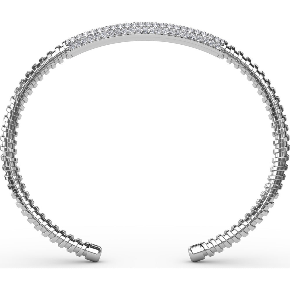 Open Cuff Bangle with Pavé Set Round Diamonds by Fana - 1.49 Carat Total Diamond Weight