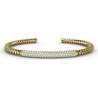 Open Cuff Bangle with Pavé Set Round Diamonds by Fana - 1.49 Carat Total Diamond Weight