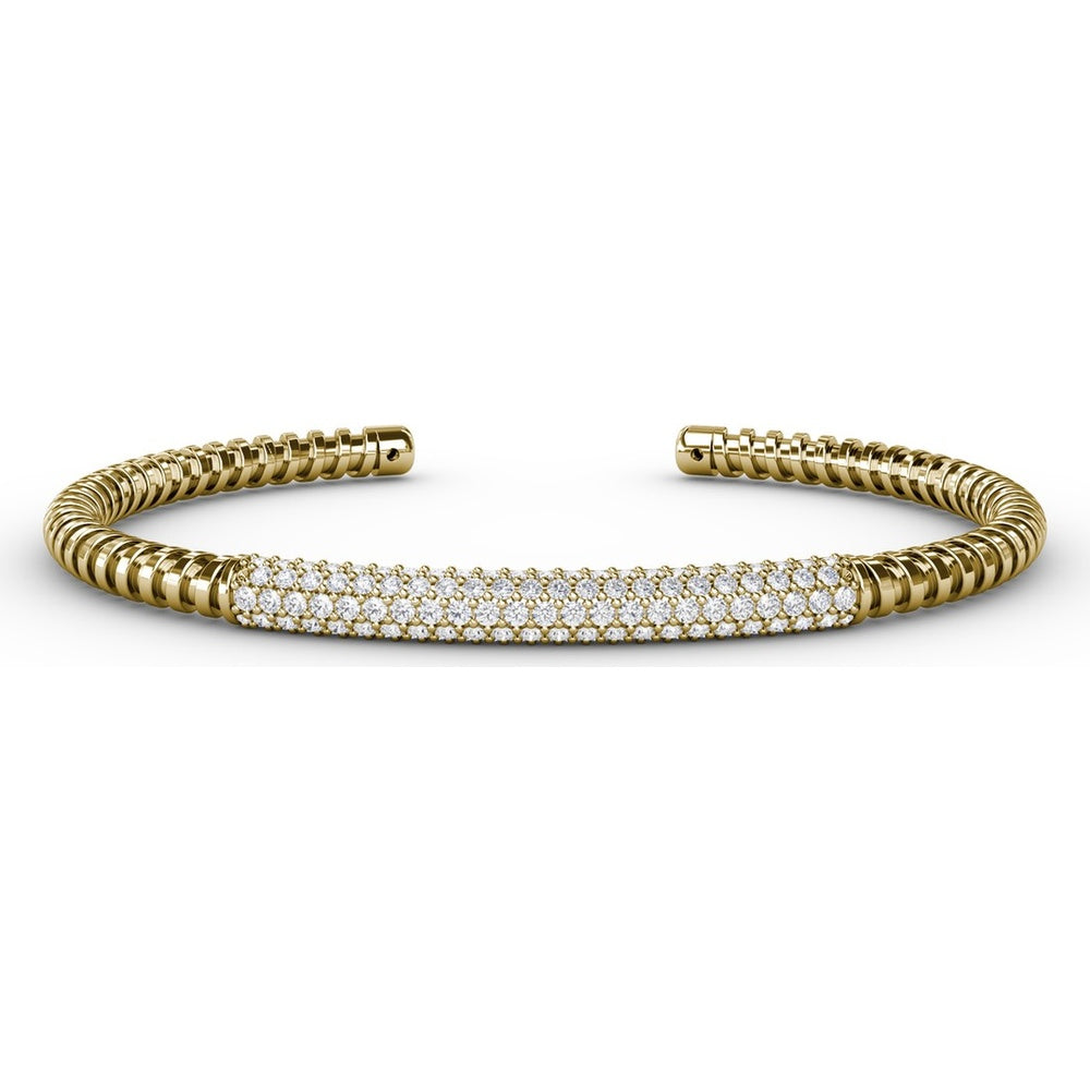 Open Cuff Bangle with Pavé Set Round Diamonds by Fana - 1.49 Carat Total Diamond Weight