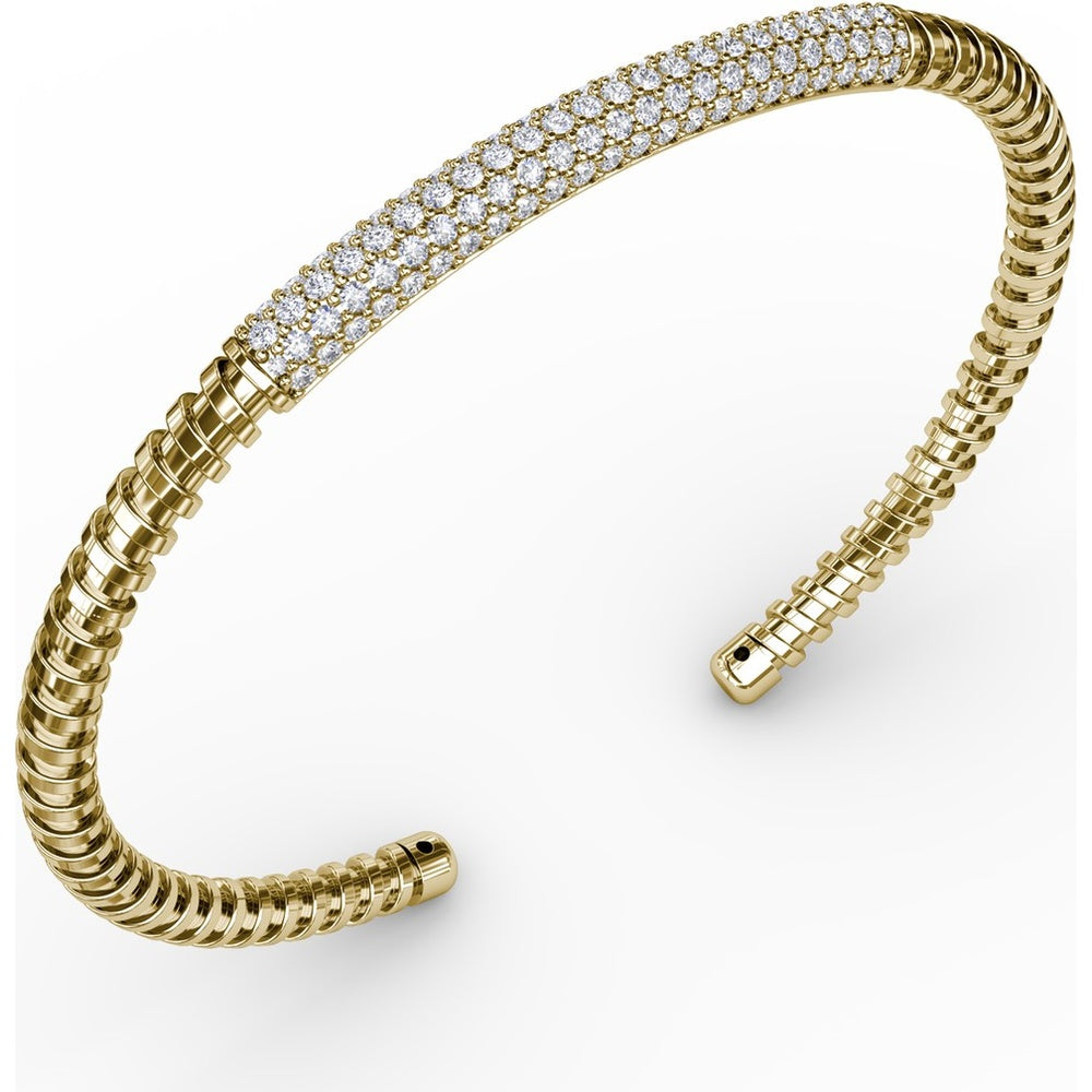Open Cuff Bangle with Pavé Set Round Diamonds by Fana - 1.49 Carat Total Diamond Weight