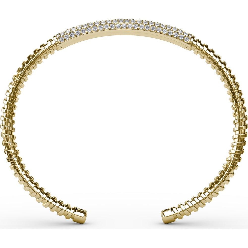 Open Cuff Bangle with Pavé Set Round Diamonds by Fana - 1.49 Carat Total Diamond Weight