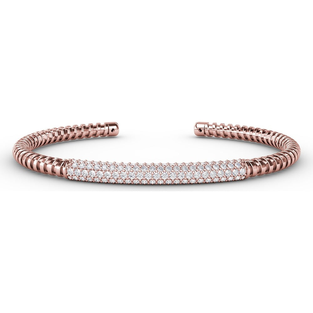 Open Cuff Bangle with Pavé Set Round Diamonds by Fana - 1.49 Carat Total Diamond Weight