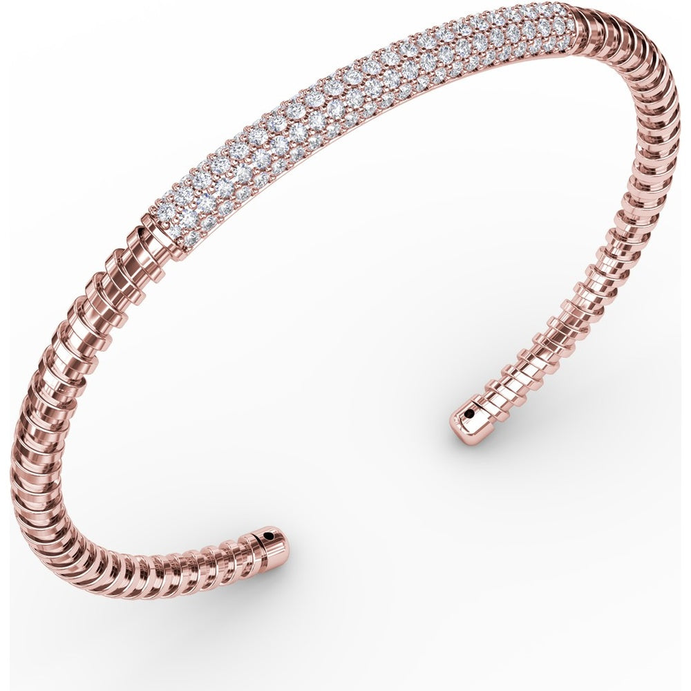 Open Cuff Bangle with Pavé Set Round Diamonds by Fana - 1.49 Carat Total Diamond Weight