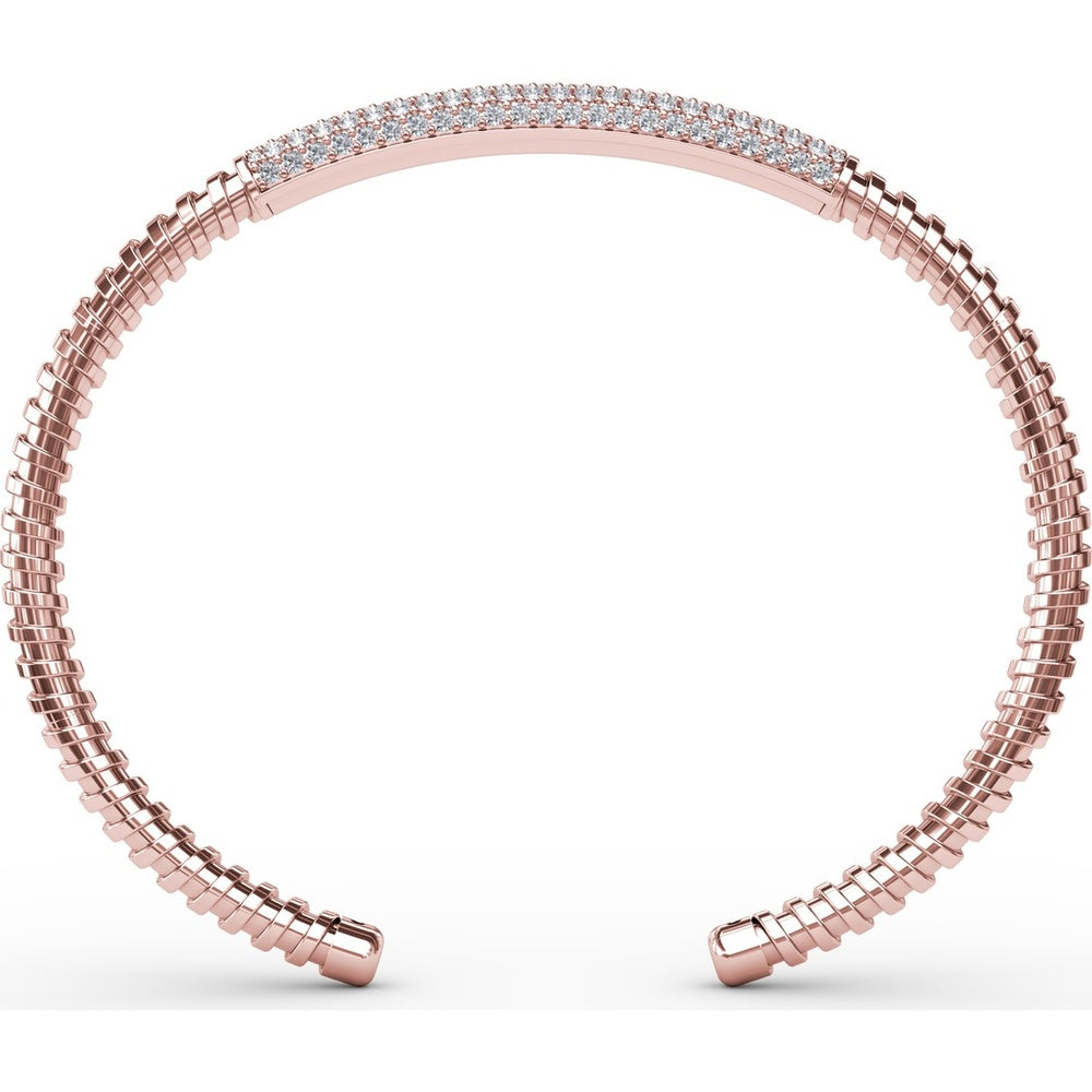 Open Cuff Bangle with Pavé Set Round Diamonds by Fana - 1.49 Carat Total Diamond Weight